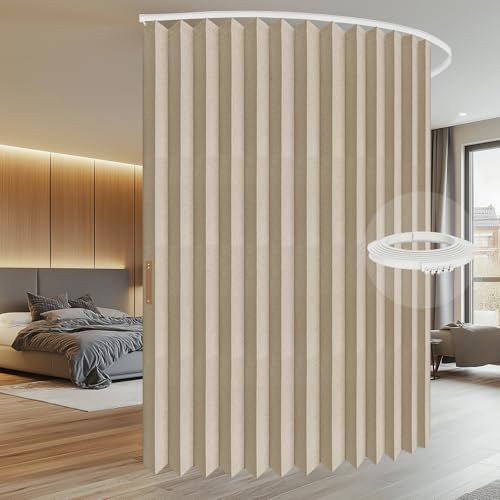 Blackout Accordion Room Divider Curtains with Ceiling Track for Bedroom Patio Sliding Door Q924855