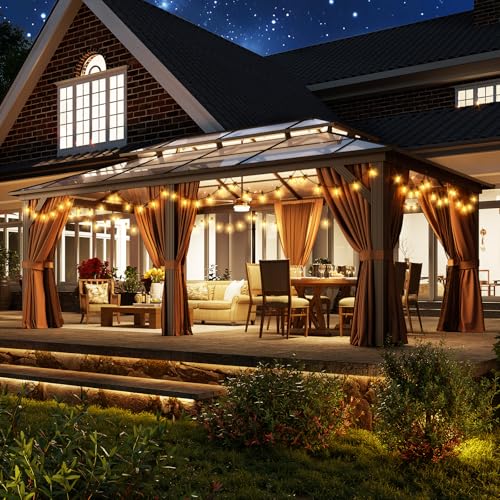 12x16 Hardtop Gazebo with Netting and Curtains for Patio K27275
