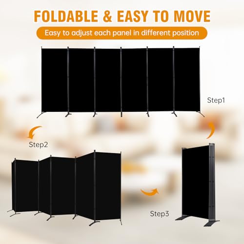Room Divider Screen 3 Panel Folding Partition with Metal Frame, Grey N348