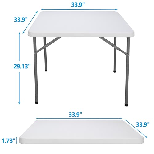 Portable 4 Foot Plastic Folding Table, Indoor Outdoor Heavy Duty, White Y15191