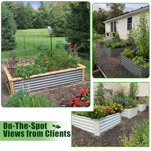 Galvanized Raised Garden Bed Oval Metal Planter Box for Vegetables Flowers U63502