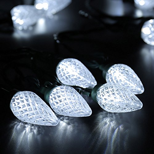 C9 Christmas Lights Cool White 16FT 25 LED Outdoor Connectable U834612