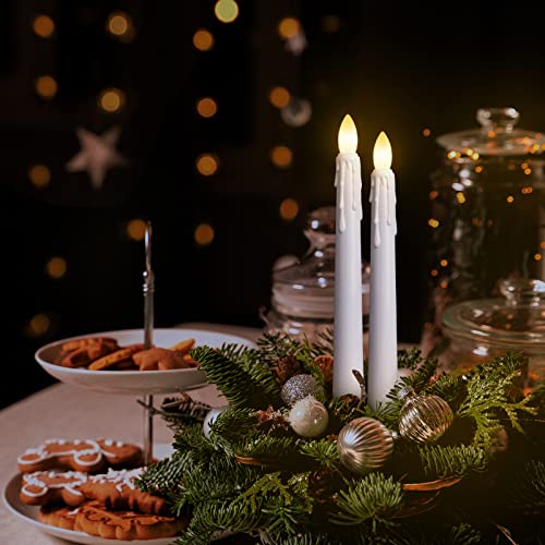 Flameless Flickering Taper Candles with Remote and Timer, 8 Inch, Ivory N86615