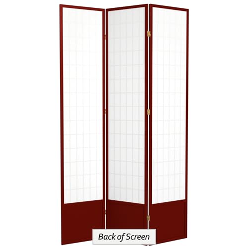 7 ft. Tall Window Pane Shoji Screen Room Divider, 3 Panels, White S15216