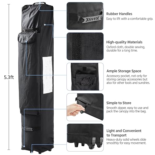 Heavy Duty Pop Up Canopy Tent 10x20 with Wheeled Carry Bag, White Q36763