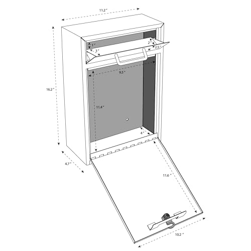 High Security Steel Locking Wall Mounted Mailbox, Black U4819