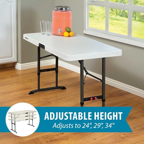 4-Foot Commercial Adjustable Folding Table, Almond T677