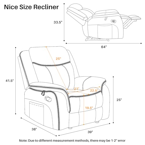 Massage Recliner Chair with Heat, Faux Leather, Manual Reclining Lounge Chair K459