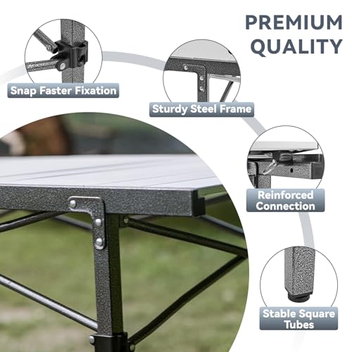 Folding Camping Table Aluminum Roll Up Portable Picnic Table Q486920