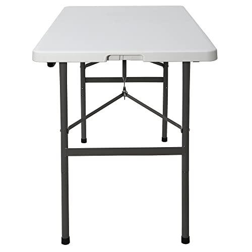 Portable 4 Foot Plastic Folding Table, Indoor Outdoor Heavy Duty, White Y15191