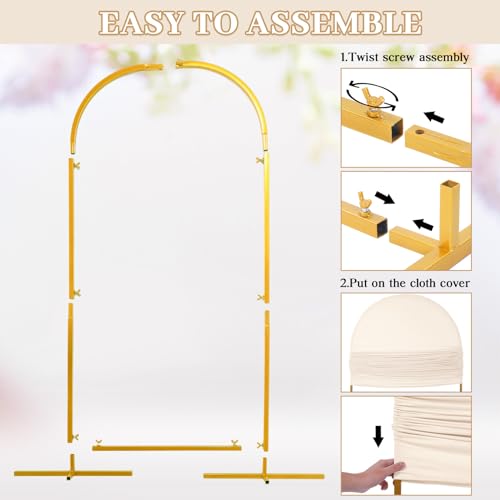Gold Metal Wedding Arch Backdrop Stand with 3 Arch Covers O82669