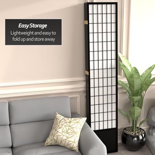 7 ft. Tall Window Pane Shoji Screen Room Divider, 3 Panels, White S15216