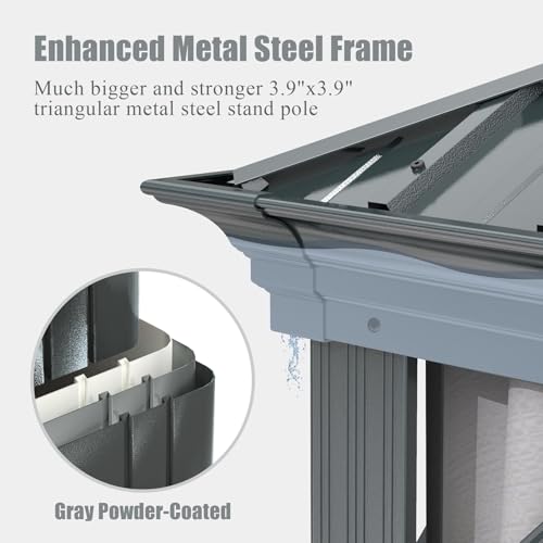 10 x 10 ft Hardtop Gazebo with Netting and Curtains, Galvanized Steel Roof for Patio K80436