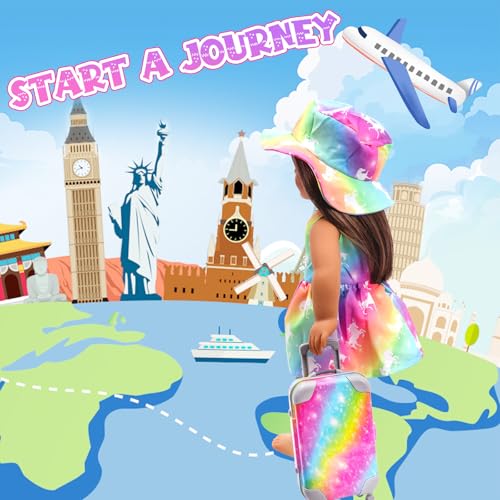 18 Inch Doll Travel Set with Suitcase, Dress, and Accessories B481