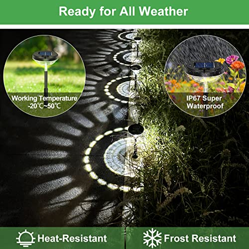 Solar Pathway Lights 8 Pack, Warm White + Cool White LED Outdoor IP67 Waterproof M7352