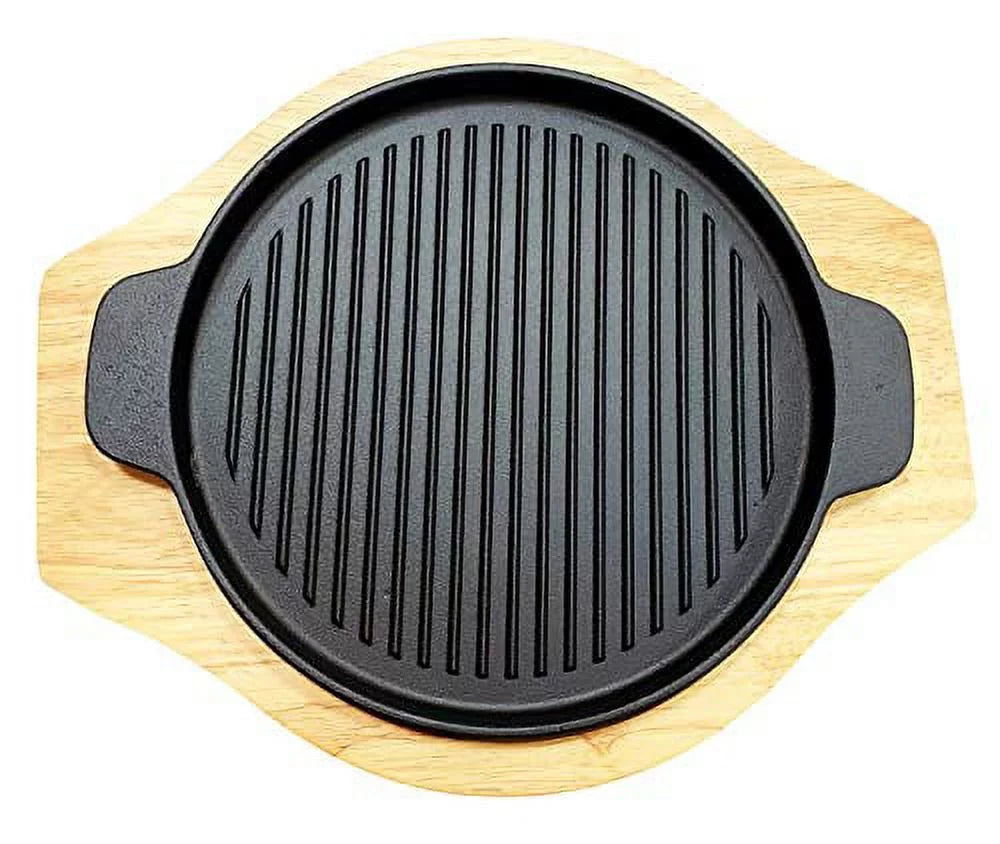 Cast Iron Grill Pan with Rubber Wood Underliner Z72127