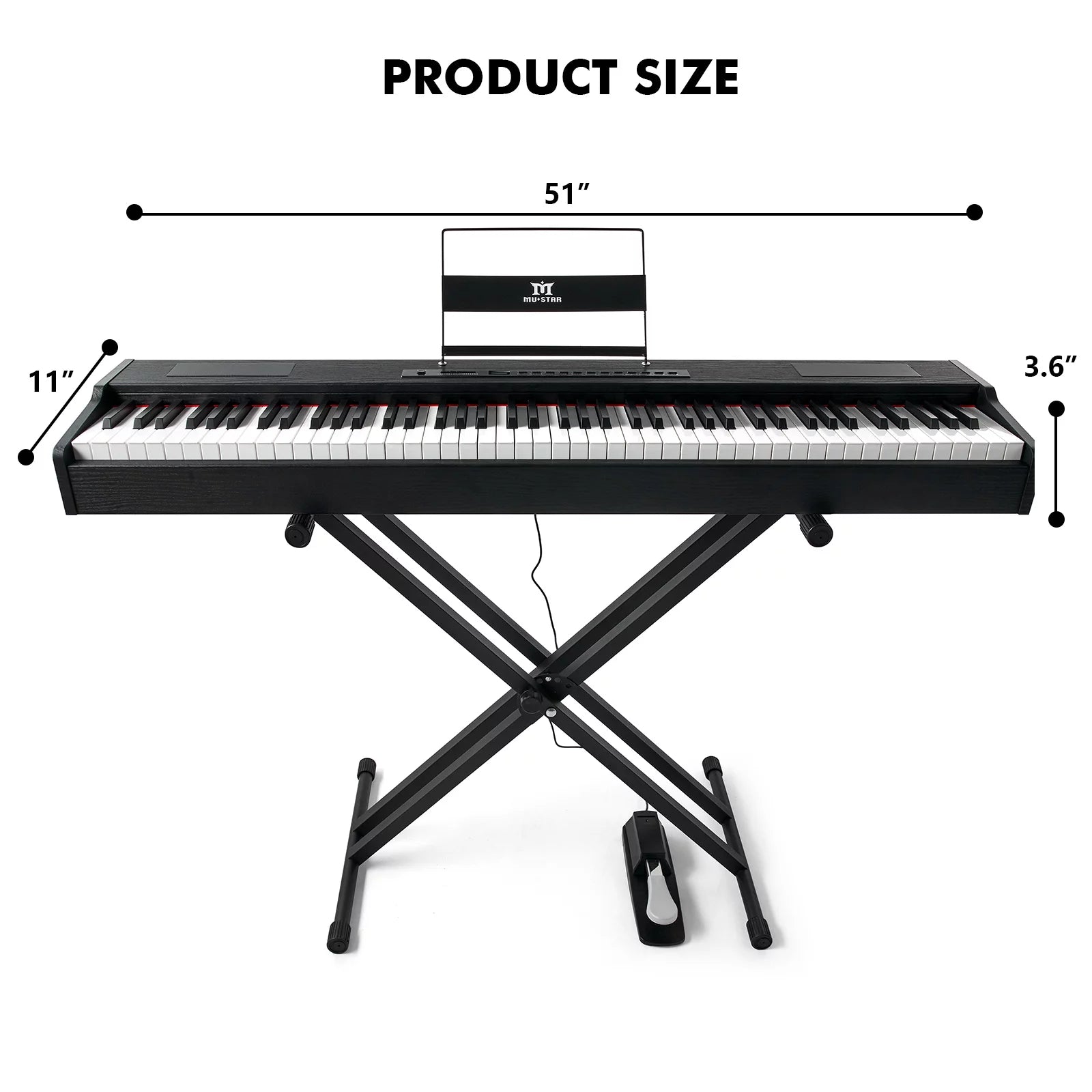 88-Key Digital Piano Weighted Keyboard with Stand, Bluetooth, Pedal, Bag N29665