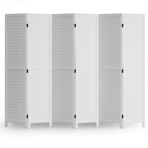 6 Panel Wood Room Divider Privacy Screen Freestanding White U13428
