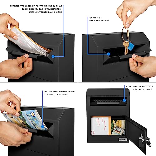 Wall Mount Locking Drop Box, Heavy Duty Steel Mailbox for Payments and Keys Z536