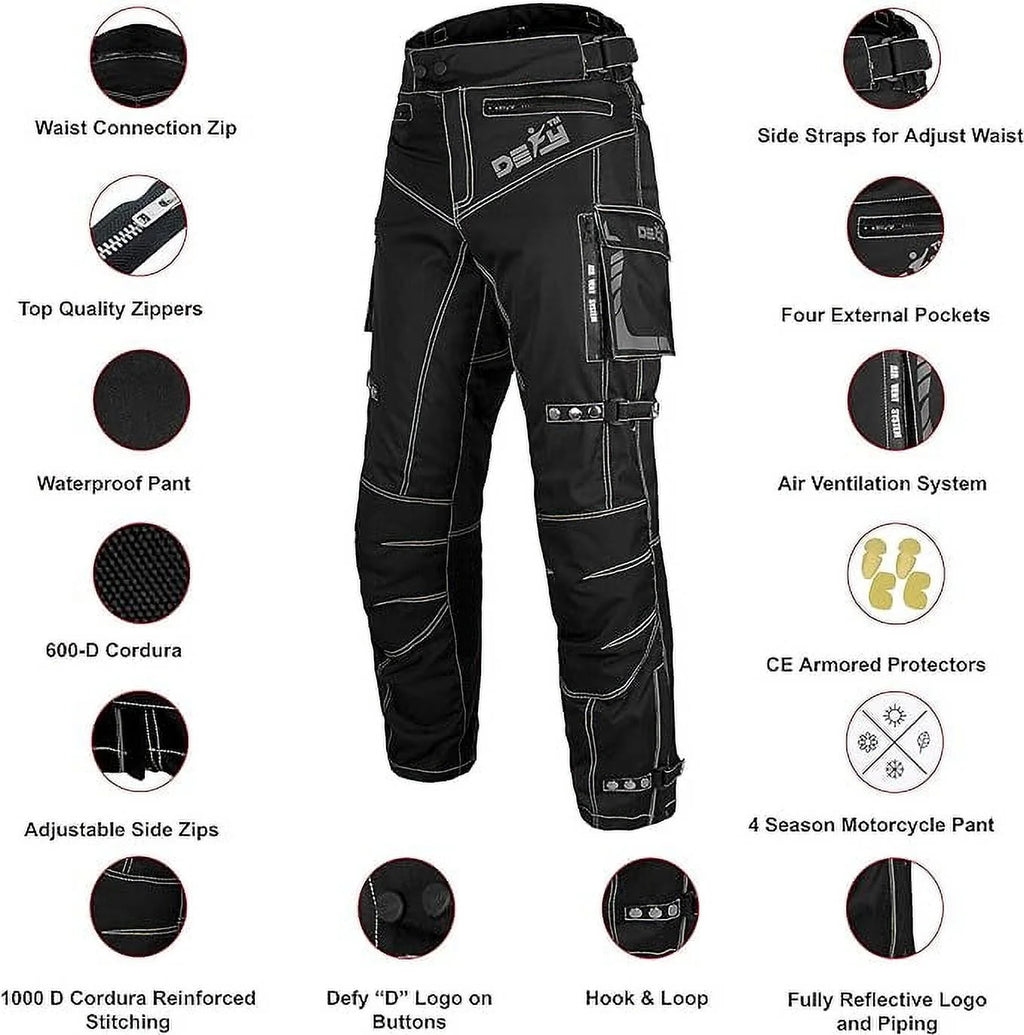Motorcycle Riding Pants for Men, All-Weather, Removable CE Armored Q7043
