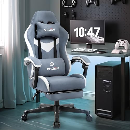 Gaming Chair with Footrest Lumbar Support High Back Recliner Ergonomic Leather L124