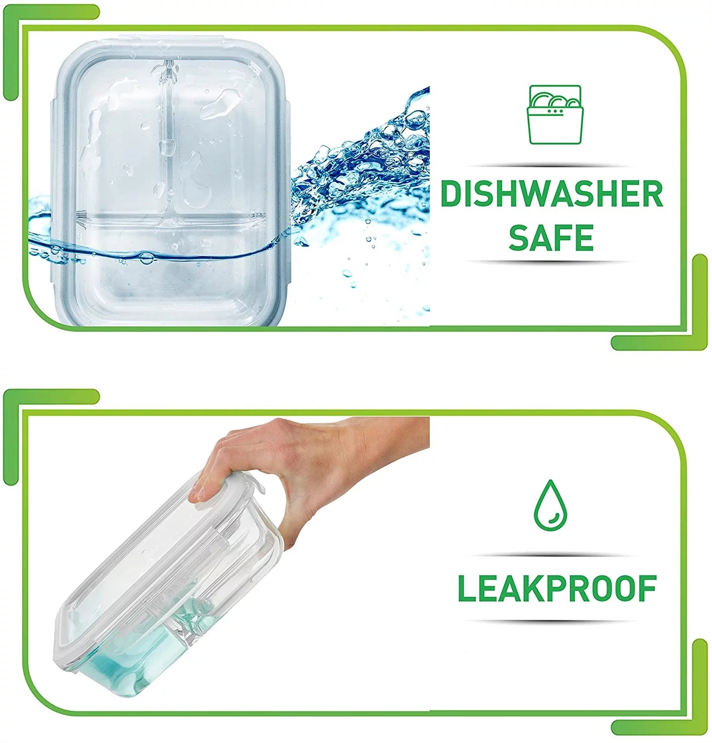 Glass Food Storage Containers 5 Pack with 3 Compartments L17402