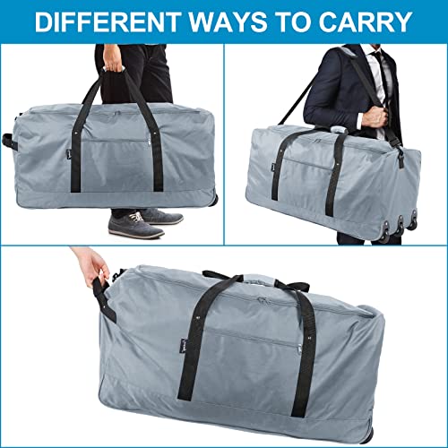Foldable Rolling Duffel Bag with 3 Wheels, Lightweight Travel Luggage W41862