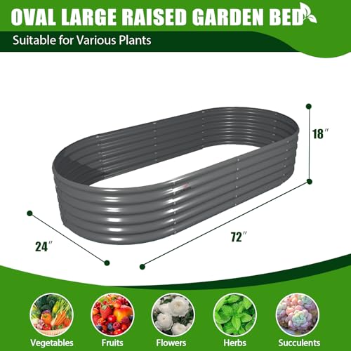 Galvanized Raised Garden Bed Oval Metal Planter Box for Vegetables Flowers U63502