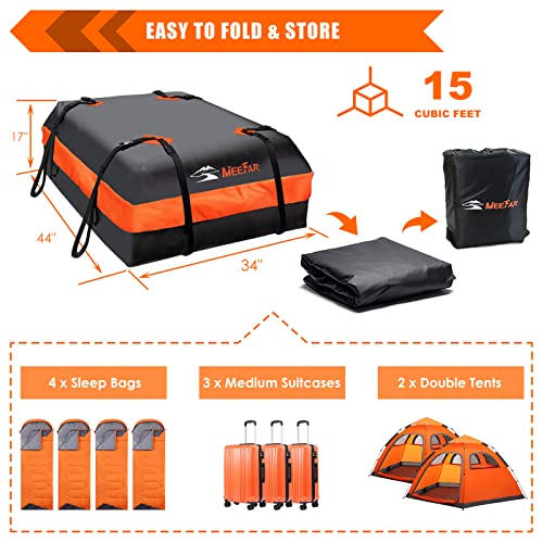 Car Roof Bag Waterproof 15 Cubic Feet for Cars with or without Rack H123285