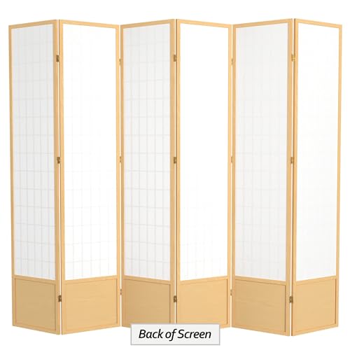 7 ft. Tall Window Pane Shoji Screen Room Divider, 3 Panels, White S15216