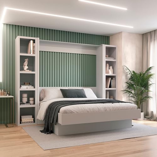 Queen Murphy Wall Bed with Two Bookshelves Z468