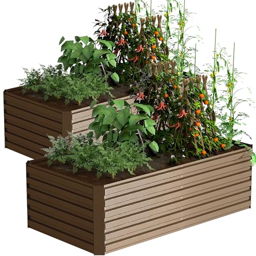 Galvanized Raised Garden Bed 8x4x2ft, Large Metal Planter Box for Outdoor Vegetables, Flowers & Herbs D2106