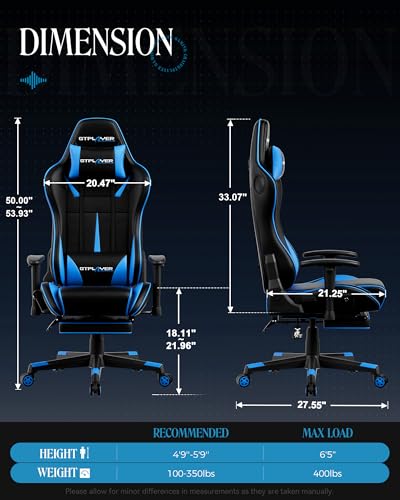 Gaming Chair with Speakers, Footrest, High Back Ergonomic Reclining B51631