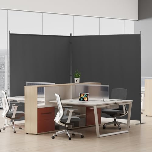 8-Panel 6 ft Tall Indoor Folding Room Divider, Portable Privacy Screen, Freestanding Partition, Dark Grey G253901