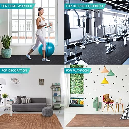 Puzzle Exercise Mat for Home Gym, EVA Interlocking Foam Floor Tiles with Border O344855