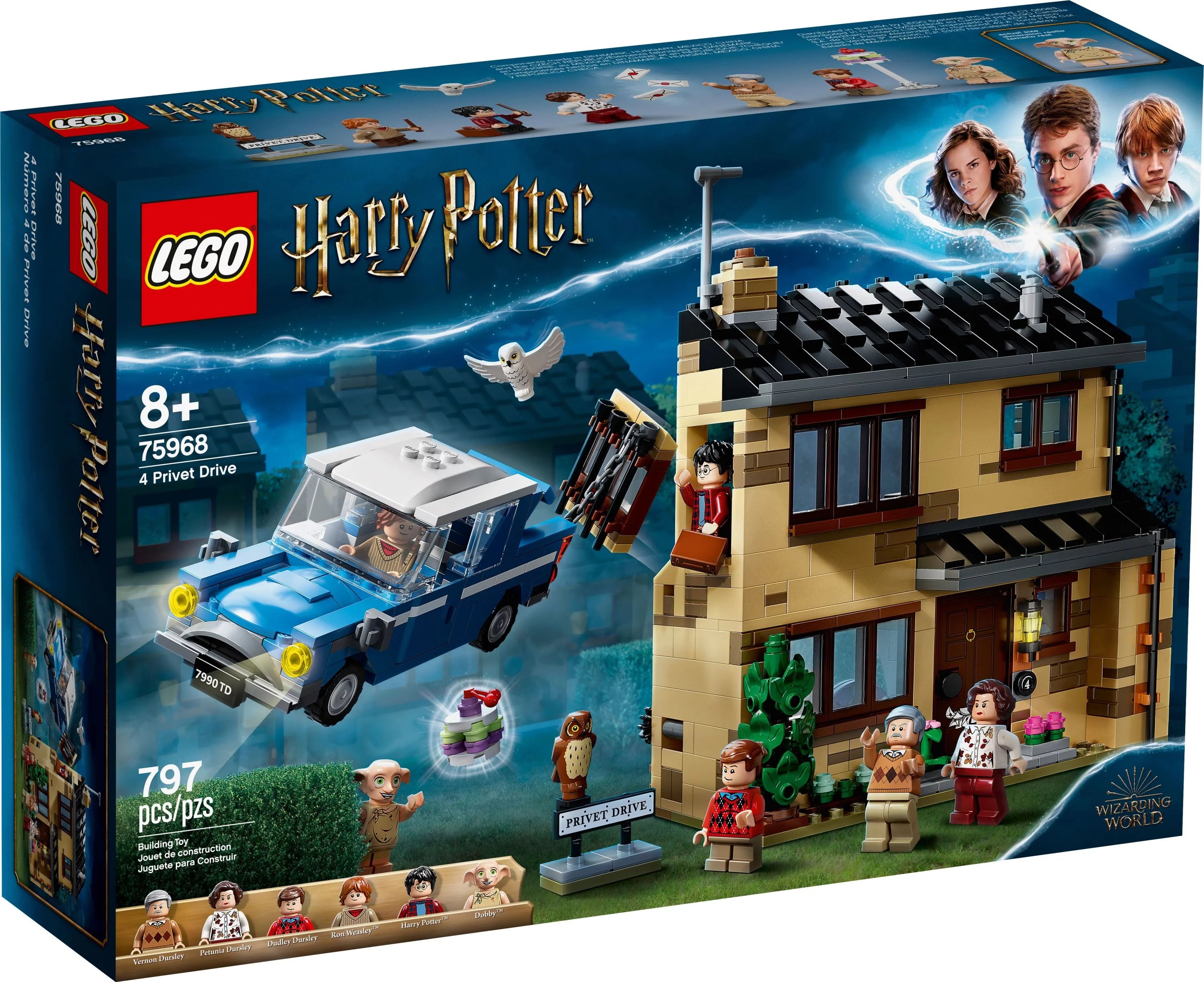 Harry Potter 4 Privet Drive House and Ford Anglia Flying Car Toy P393