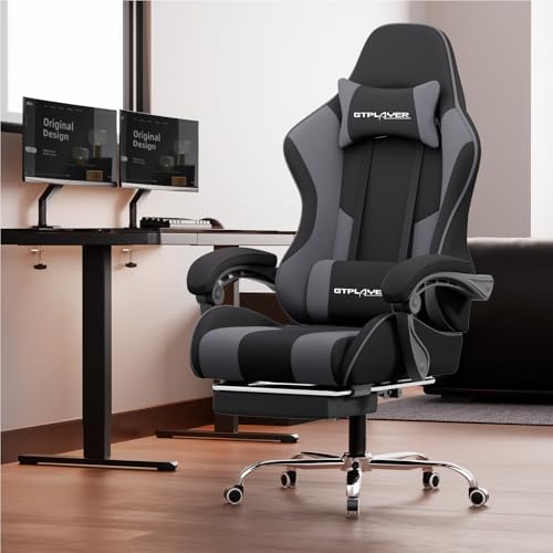 Gaming Chair with Footrest and Lumbar Support, Height Adjustable, Blue Y9034