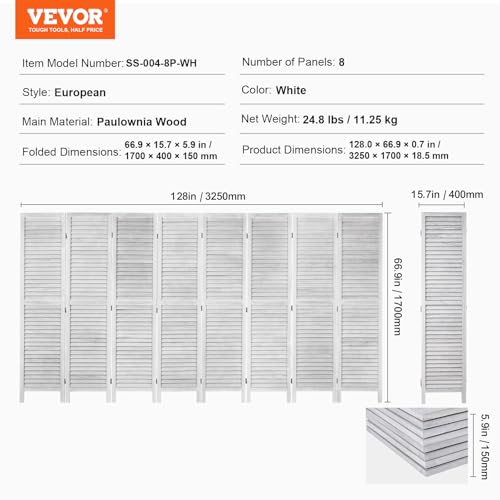 4 Panel Folding Wood Room Divider, 66.9 Inch Tall Privacy Screen I263