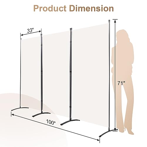4 Panel Folding Room Divider Privacy Screen with Steel Frame F2996
