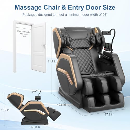 Zero Gravity Full Body Massage Chair with 10 Rollers, Airbags, Heating, Bluetooth Speaker F908