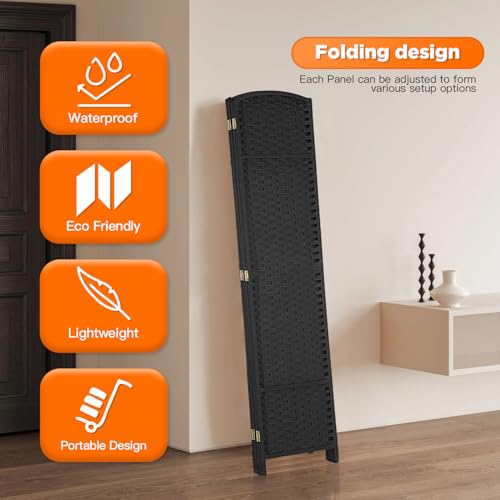 4 Panel Room Divider Screen 5.6 Ft Tall Folding Privacy Partition H959002