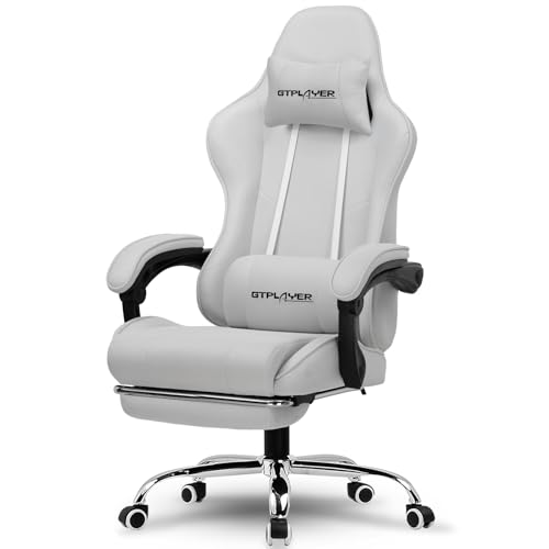 Gaming Chair with Footrest and Lumbar Support, Height Adjustable, Blue Y9034