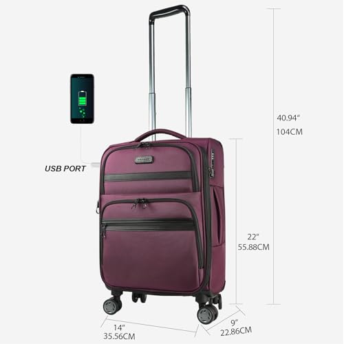 Softside Expandable Carry On Luggage with Spinner Wheels and TSA Lock B846