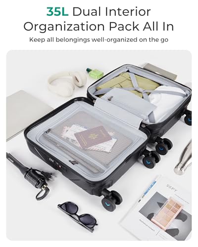 Carry On Luggage 22x14x9 with TSA Lock, Hardside Spinner Suitcase 20 Inch J7440