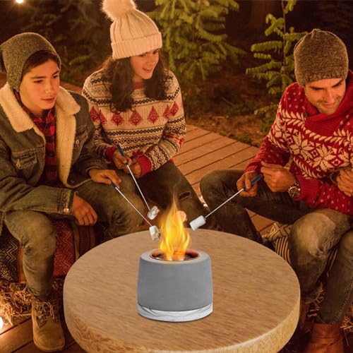 Concrete Tabletop Fire Pit Bowl, Portable Indoor Outdoor with Extinguisher N994