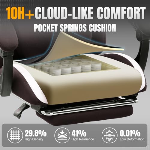 Gaming Chair Ergonomic Office Chair with Foot Rest, Breathable Fabric Computer Chair with Headrest and Lumbar Support O7023