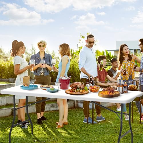 Folding Table 6 Foot Indoor Outdoor Heavy Duty Portable White A336496