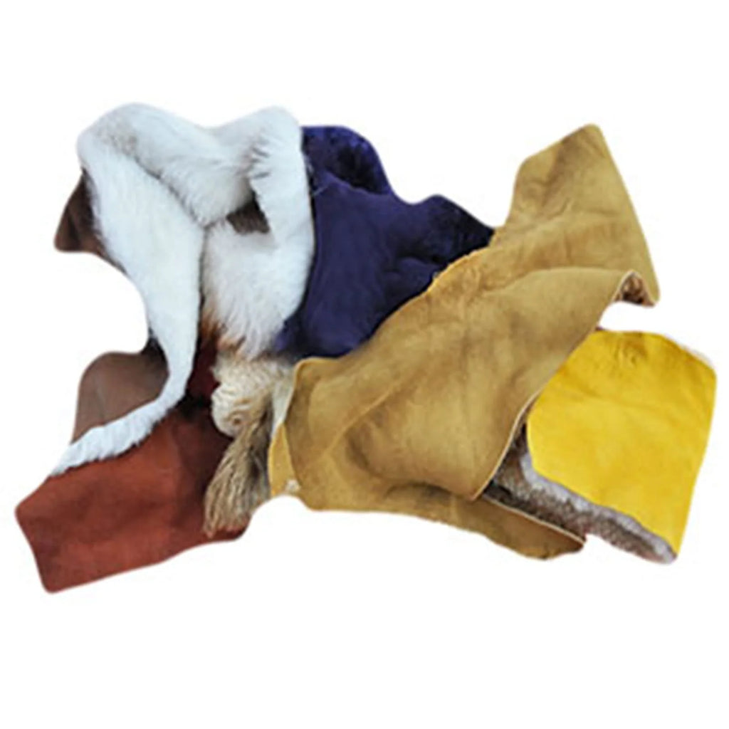 Sheep Leather and Wool Scraps, Various Sizes, 1 Pound per Bag F309