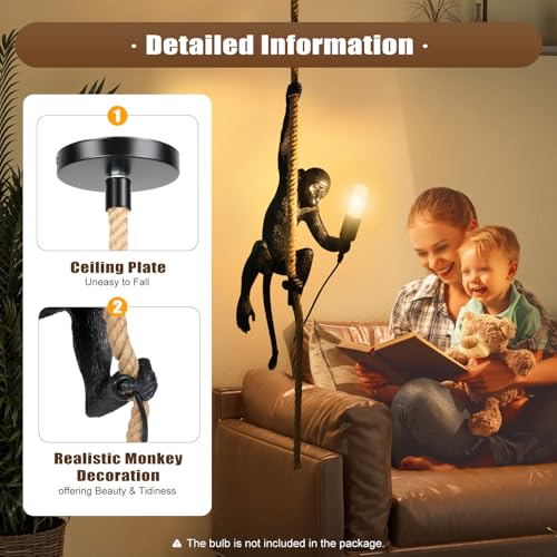 Monkey Pendant Light, Industrial Retro Ceiling Lamp for Dining Room S817