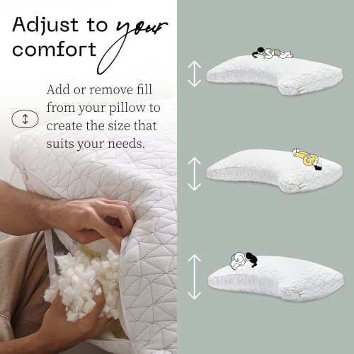 Adjustable Queen Bed Pillow, Cross Cut Memory Foam, Medium Firm for Side and Back Sleepers O458